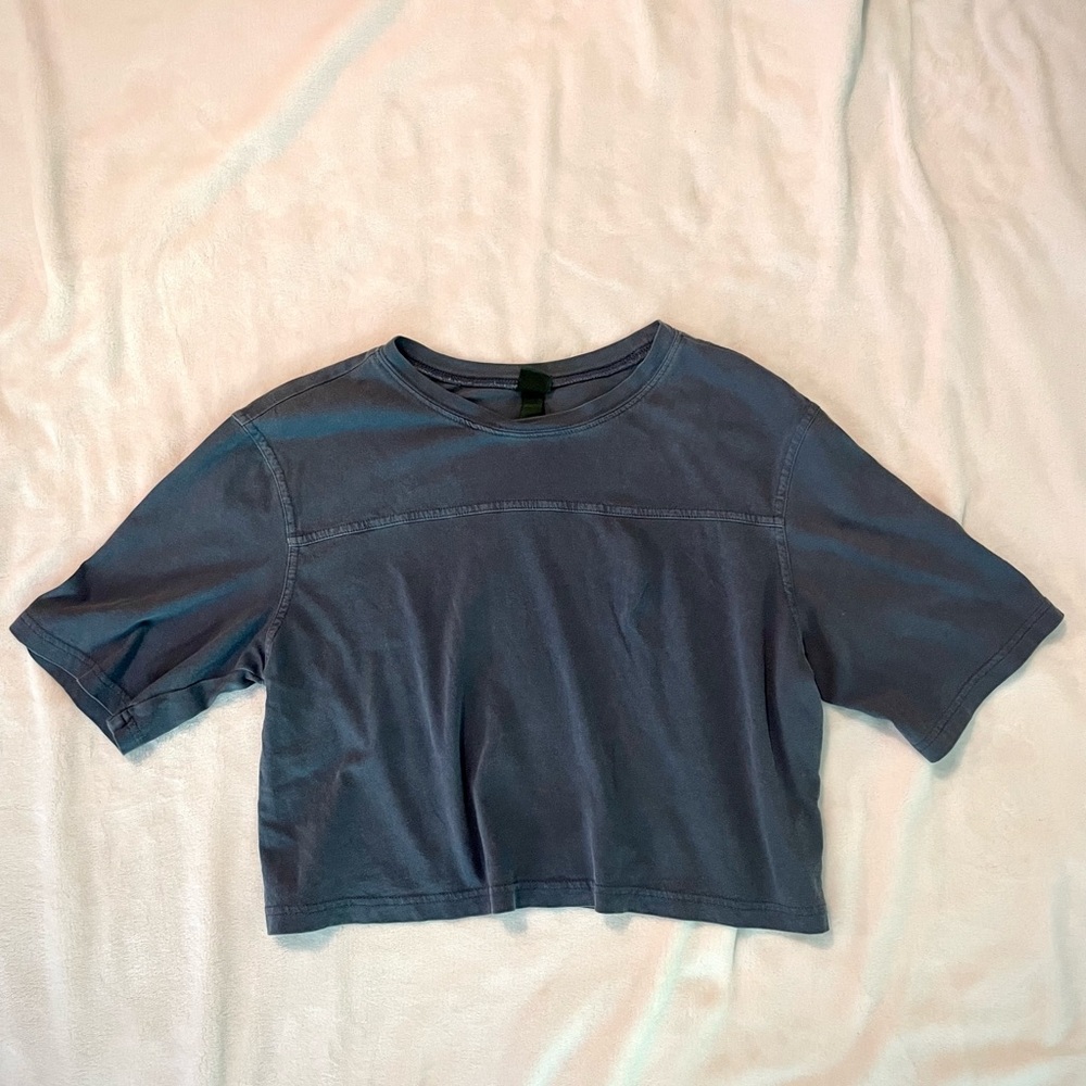 Wild Fable Washed Navy Cropped T-Shirt Baggy Oversized Fit